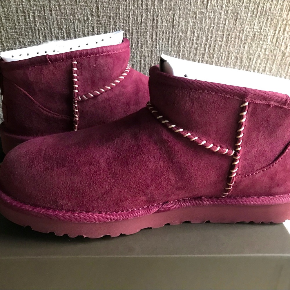 Authentic New Ugg x Madhappy Ultra Mini Boots Women’s 8, Wild Grape (Red wine)!